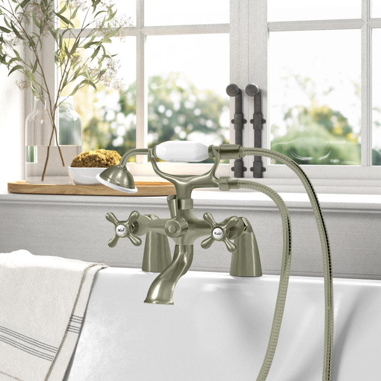 Brushed Nickel Deck Mount Clawfoot Tub Faucet with Hand Shower