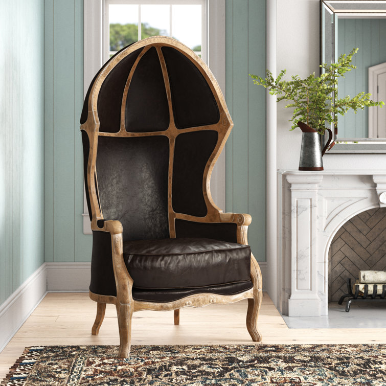 Regal Sabine Brown Leather & White-Washed Oak Balloon Chair
