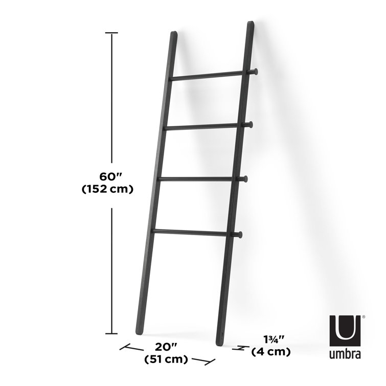 Leana Black Wood and Steel Towel Stand
