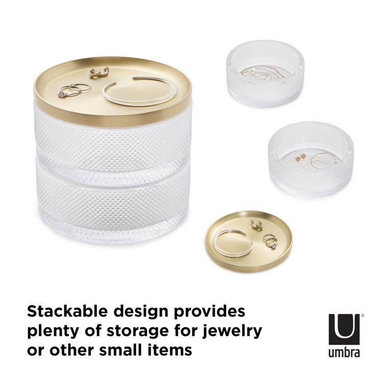 Tesora Brass and Glass Two-Tier Jewelry Box