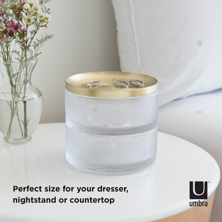 Tesora Brass and Glass Two-Tier Jewelry Box