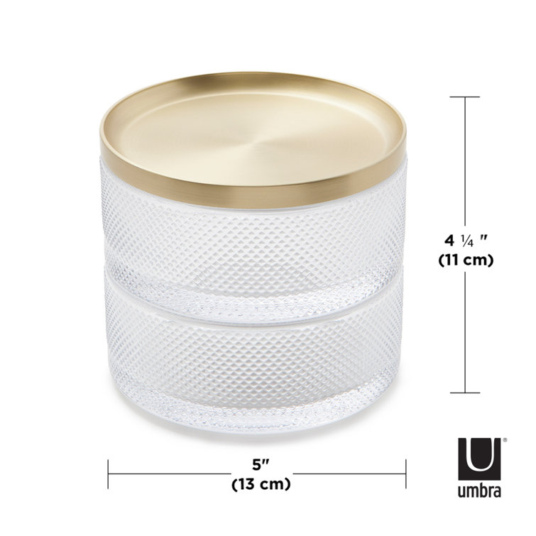 Tesora Brass and Glass Two-Tier Jewelry Box