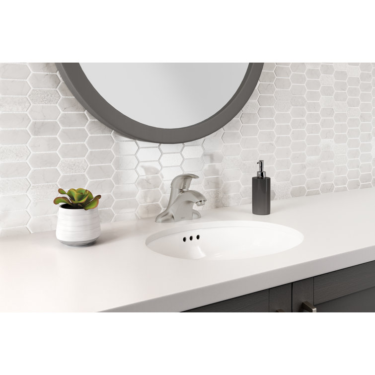 Sleek Satin Nickel Single-Handle Bathroom Faucet with Safety Stop