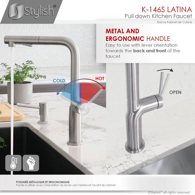 Stainless Steel Single Handle Pull Down Kitchen Faucet
