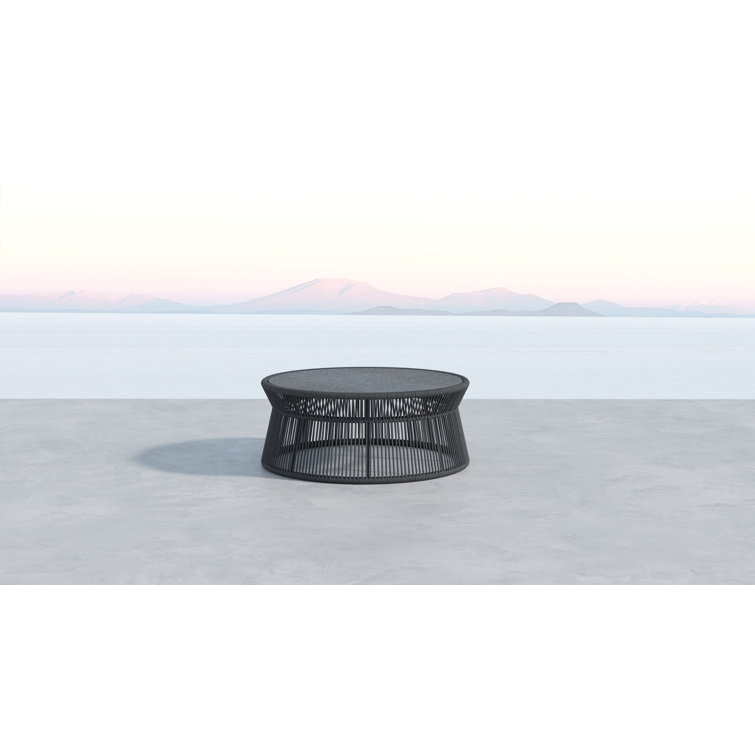 Charcoal Round Outdoor Coffee Table with Granite Top