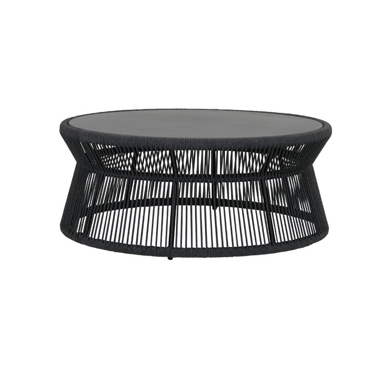 Charcoal Round Outdoor Coffee Table with Granite Top