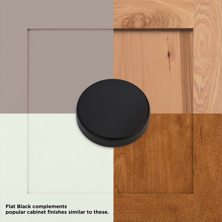 Matte Black Round Modern Brass Knob with Mounting Hardware