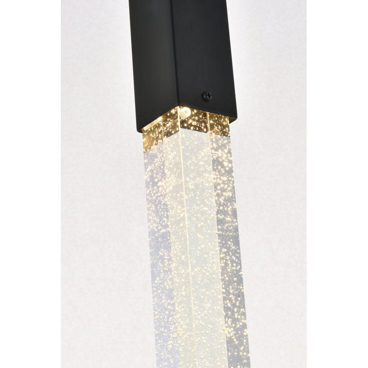 Adjustable Modern Black Metal & Crystal LED Pendant Light