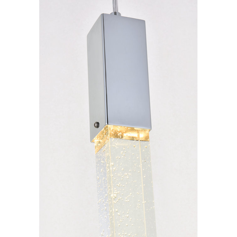 Aliha Chrome Finish 3-Light Cluster Pendant with Crystal Bars