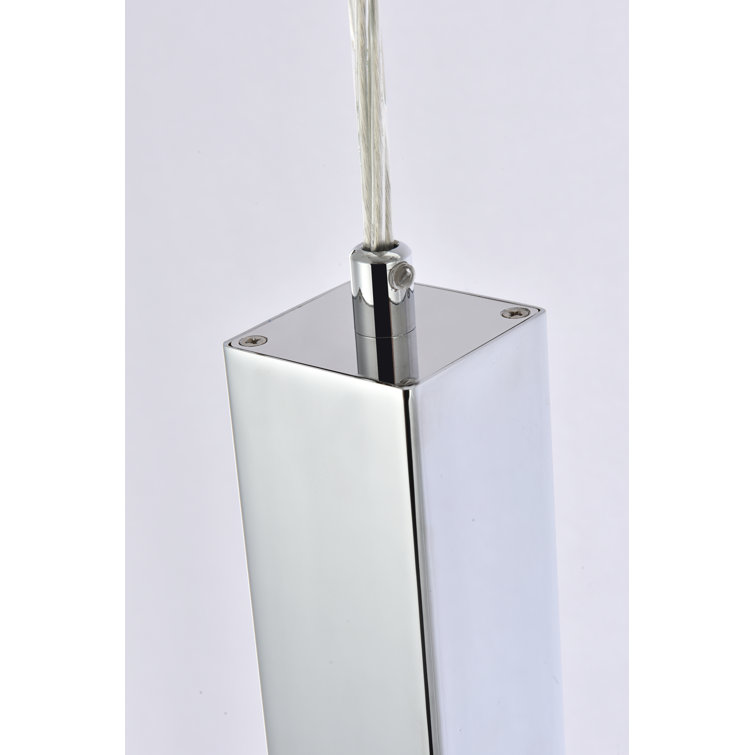 Aliha Chrome Finish 3-Light Cluster Pendant with Crystal Bars