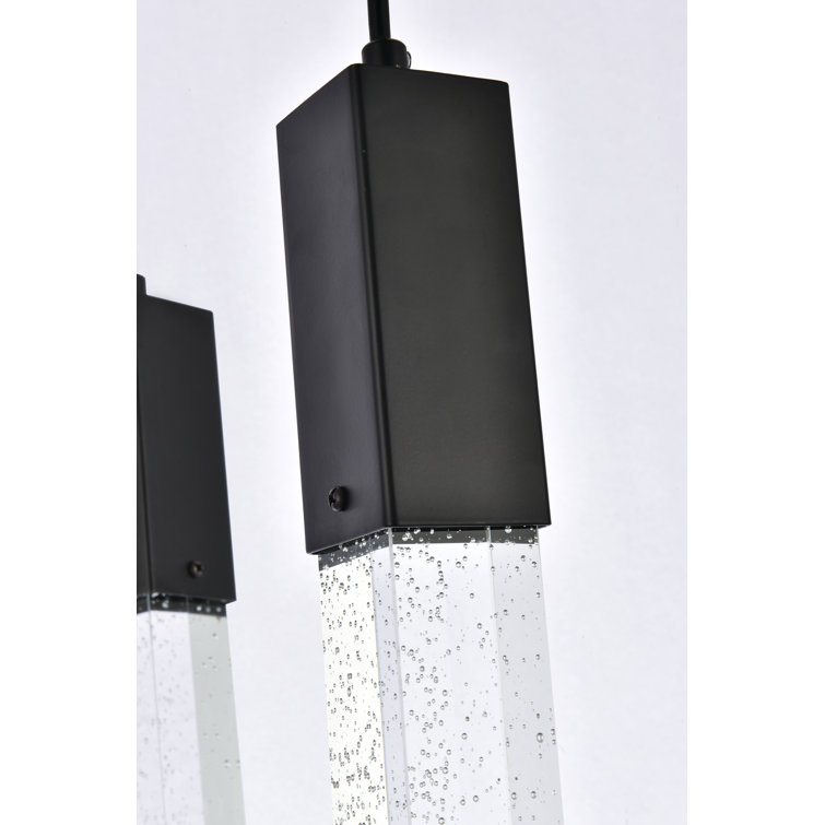Adjustable Modern Black Metal & Crystal LED Pendant Light