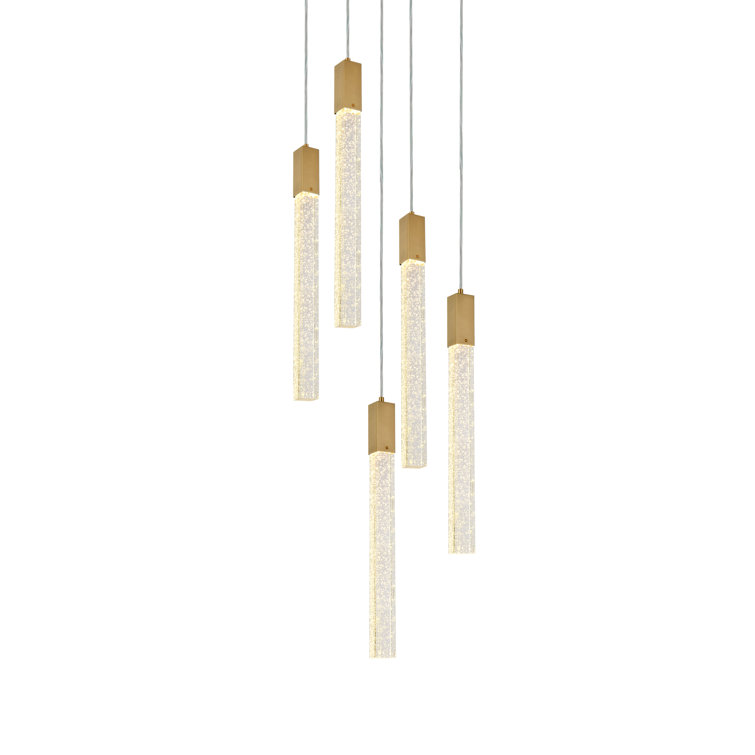 Weston Satin Gold 5-Light LED Crystal Pendant
