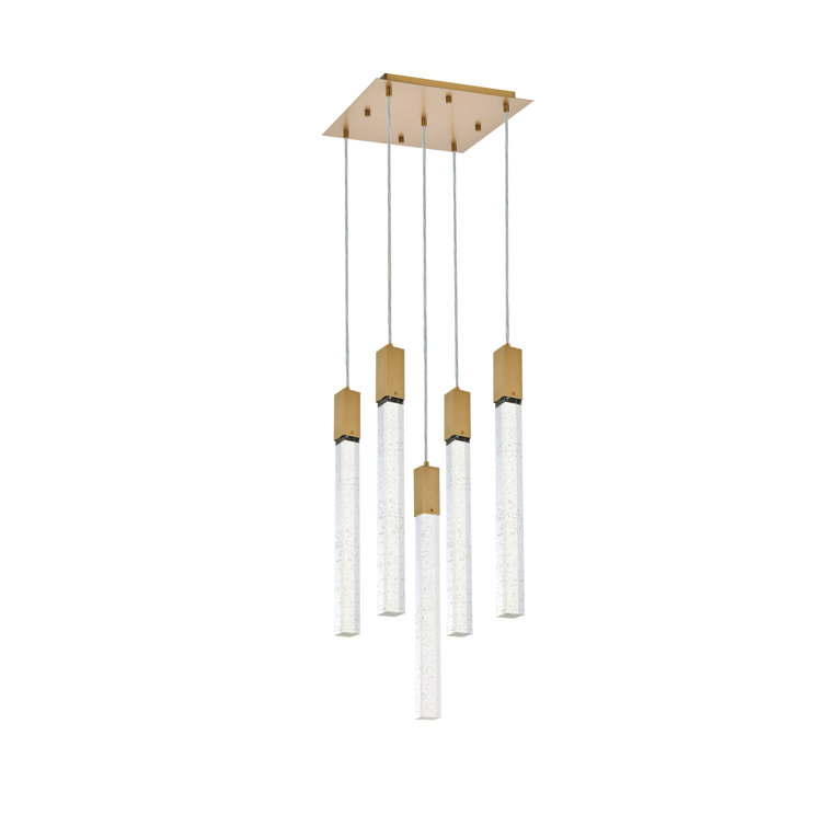 Weston Satin Gold 5-Light LED Crystal Pendant
