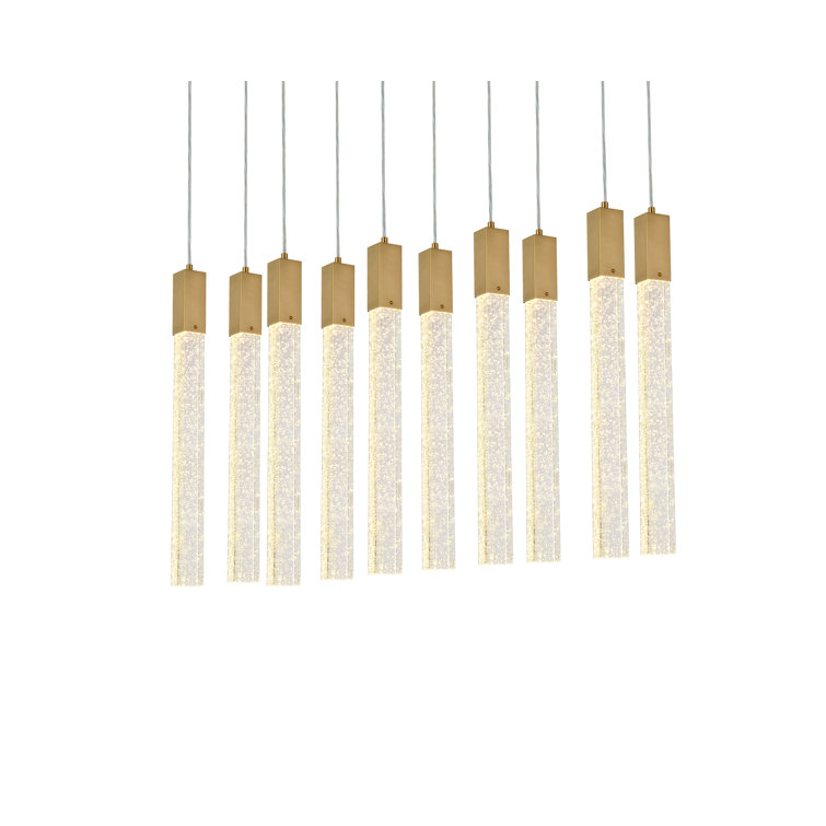 Satin Gold Crystal LED 10-Light Island Pendant