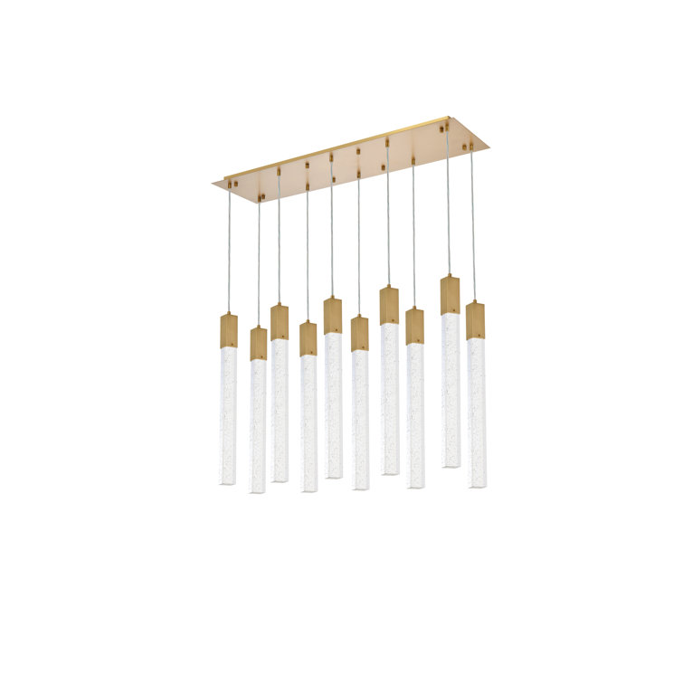 Satin Gold Crystal LED 10-Light Island Pendant