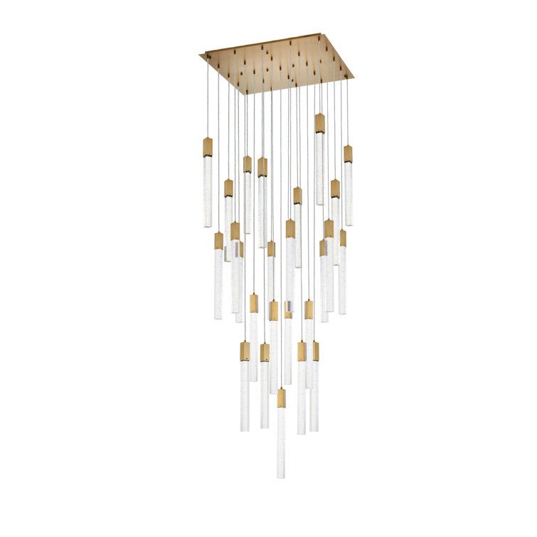 Satin Gold 25-Light Metal and Crystal Pendant