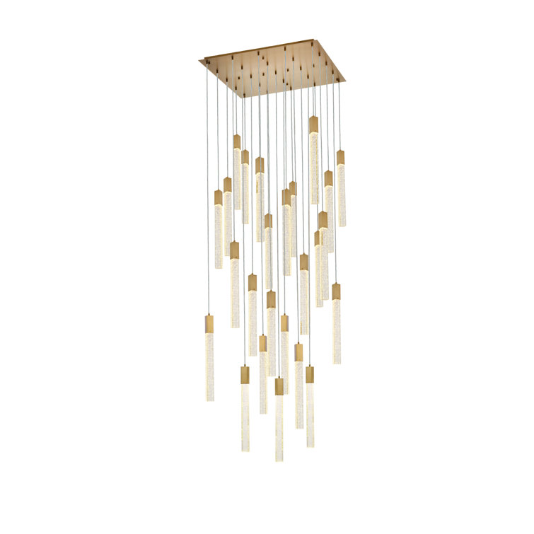 Satin Gold 25-Light Metal and Crystal Pendant