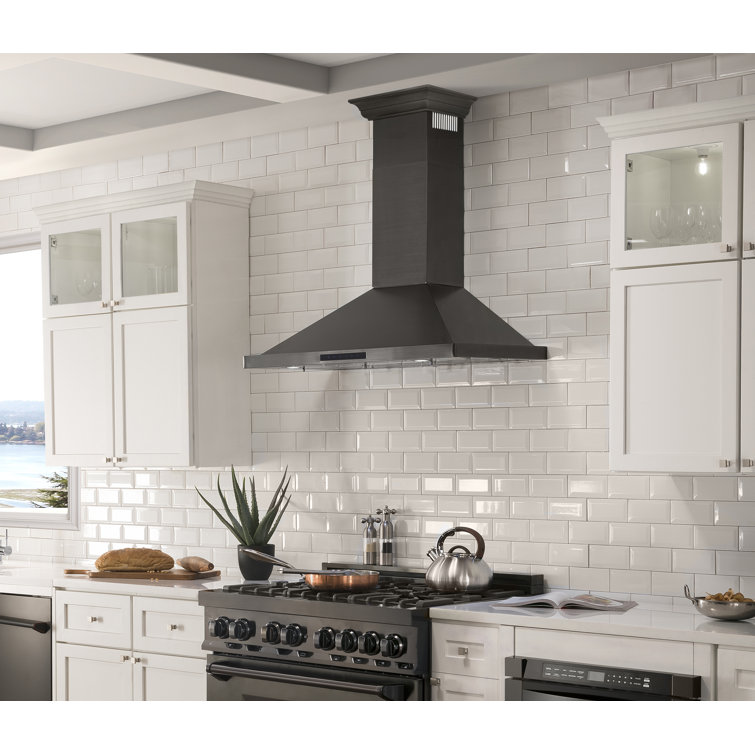 30" Black Stainless Steel Convertible Wall Mount Range Hood