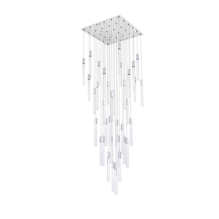 Chrome 36-Light LED Pendant with Glass and Metal