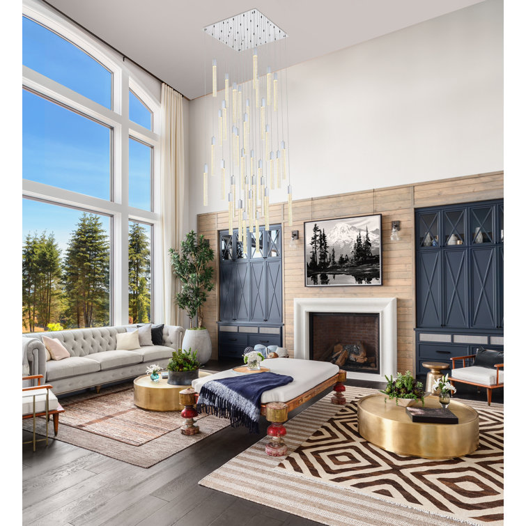 Chrome 36-Light LED Pendant with Glass and Metal