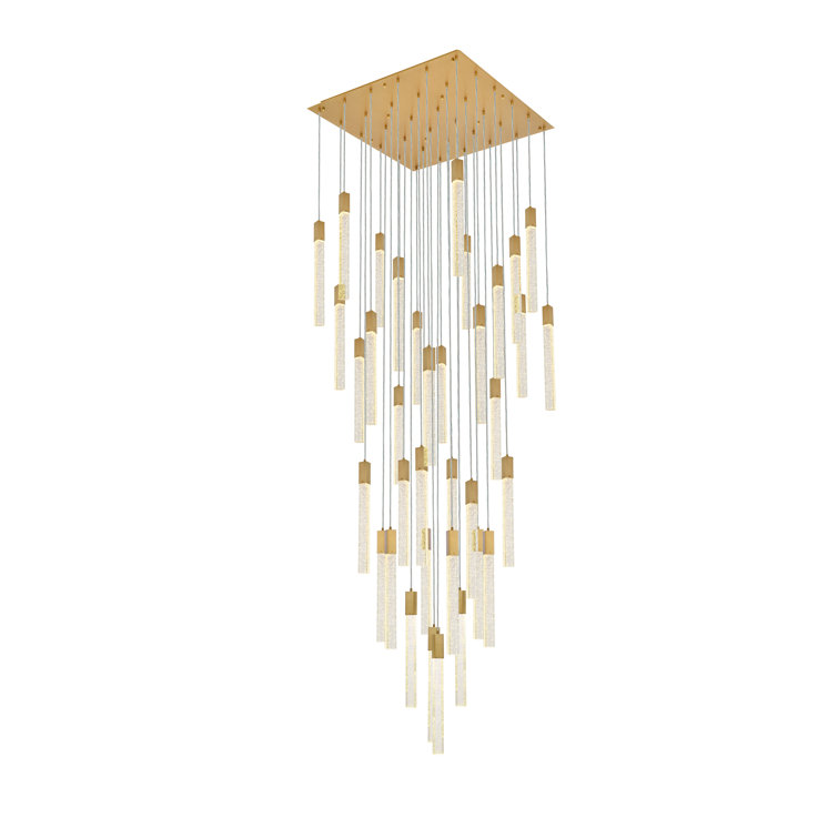 Satin Gold 42" Glass and Metal 36-Light Pendant