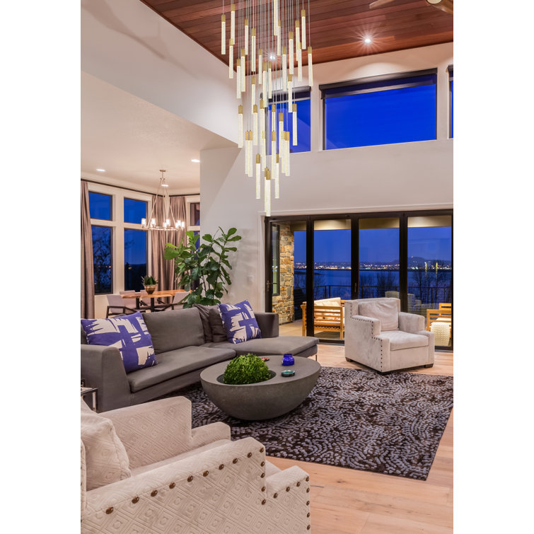 Satin Gold 42" Glass and Metal 36-Light Pendant