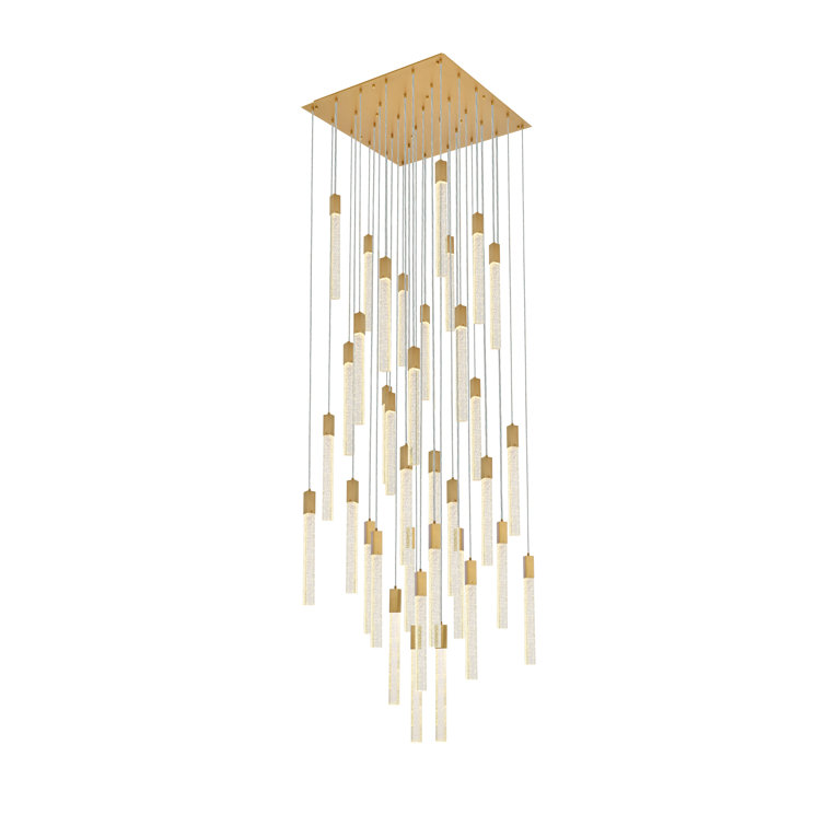 Satin Gold 42" Glass and Metal 36-Light Pendant