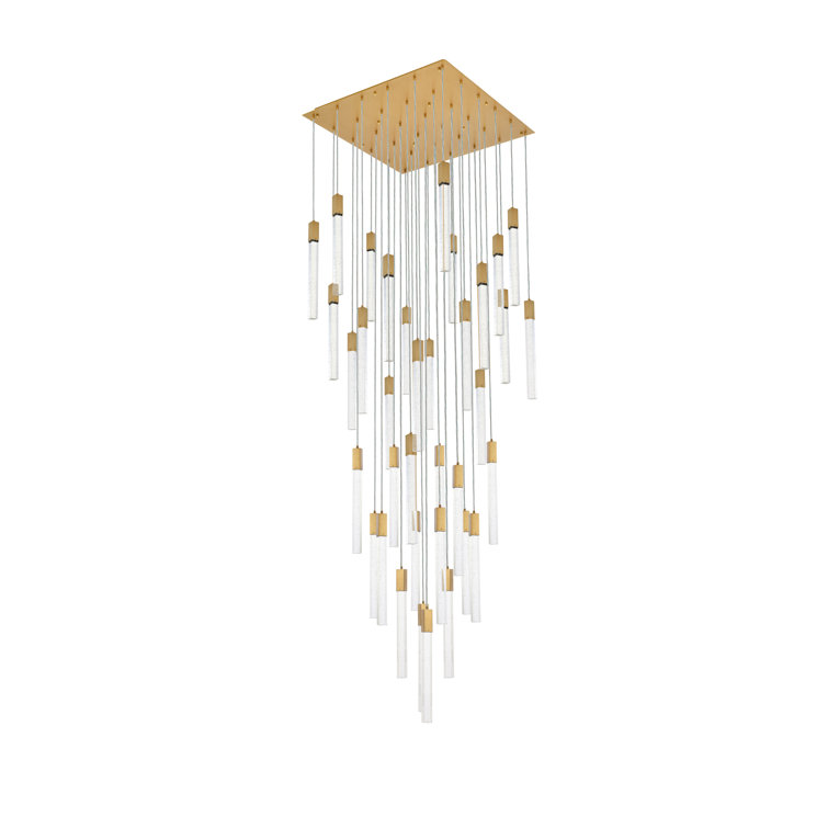 Satin Gold 42" Glass and Metal 36-Light Pendant