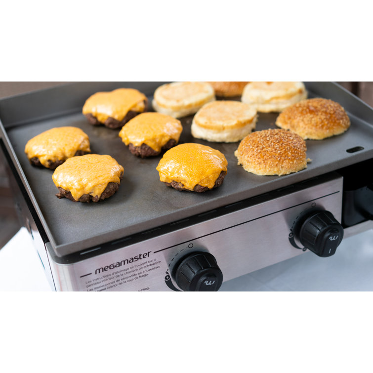 Portable Stainless Steel 2-Burner Gas Griddle with Removable Grease Tray
