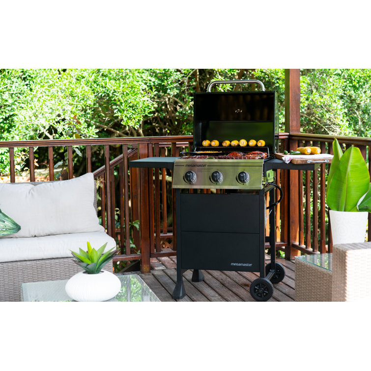 Megamaster 3-Burner Black and Silver Propane Gas Grill