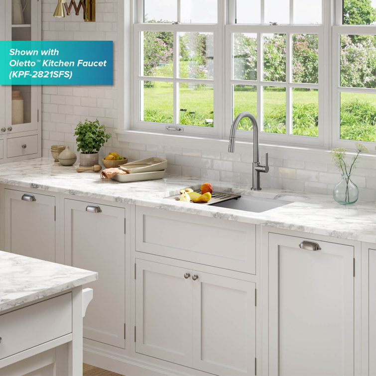 Kraus Bellucci 30'' White Granite Composite Undermount Kitchen Sink with Accessories