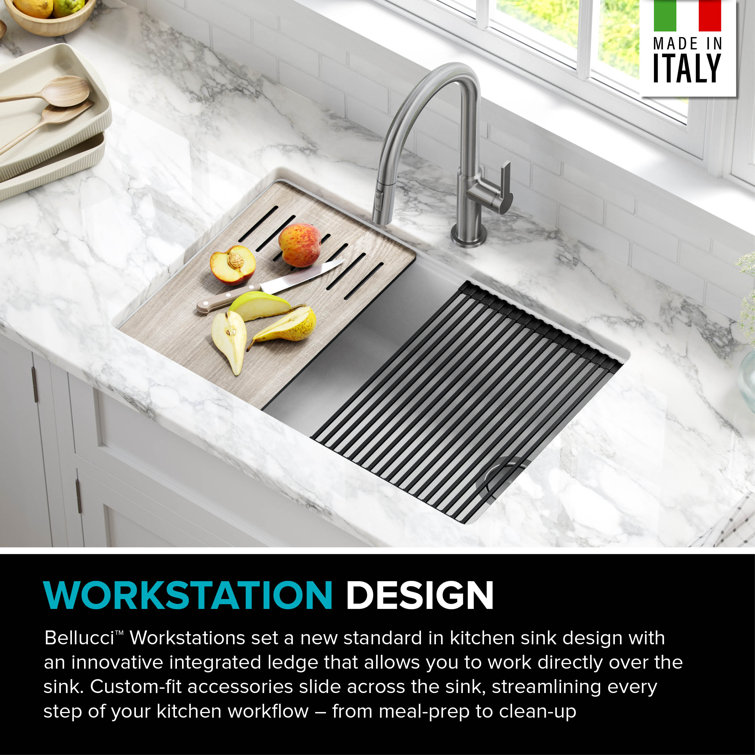 Kraus Bellucci 30'' White Granite Composite Undermount Kitchen Sink with Accessories