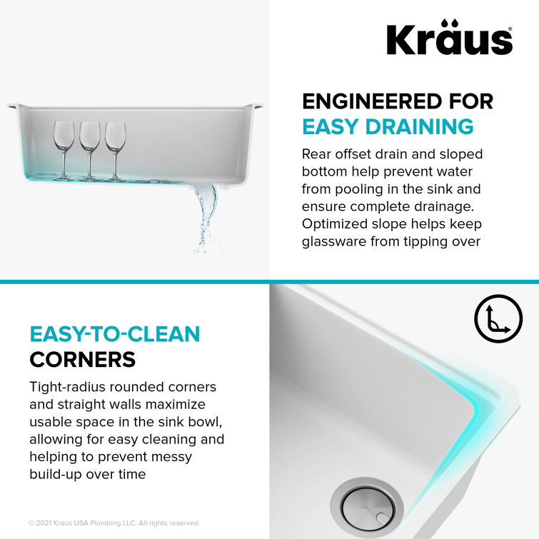 Kraus Bellucci 30'' White Granite Composite Undermount Kitchen Sink with Accessories