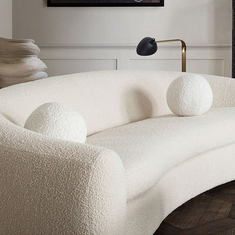 Set of 2 White Faux Sheepskin Round Accent Pillows