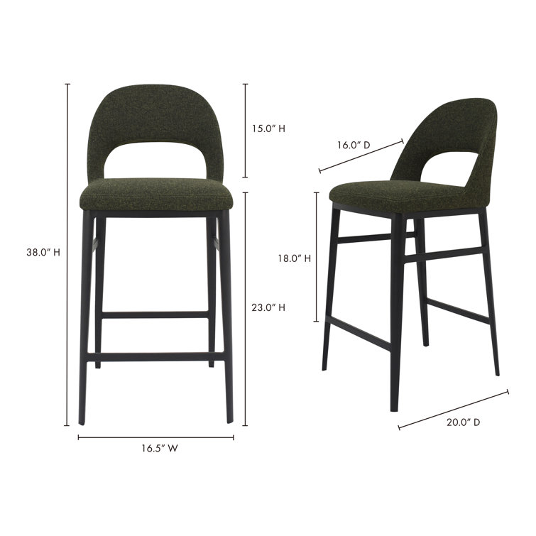 Contemporary Teal Velvet & Metal Counter Stool, 16.5"W