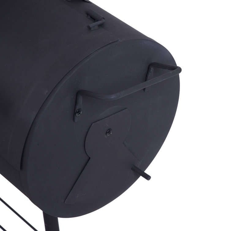 Outsunny Black Charcoal Grill with Smoker and Thermometer