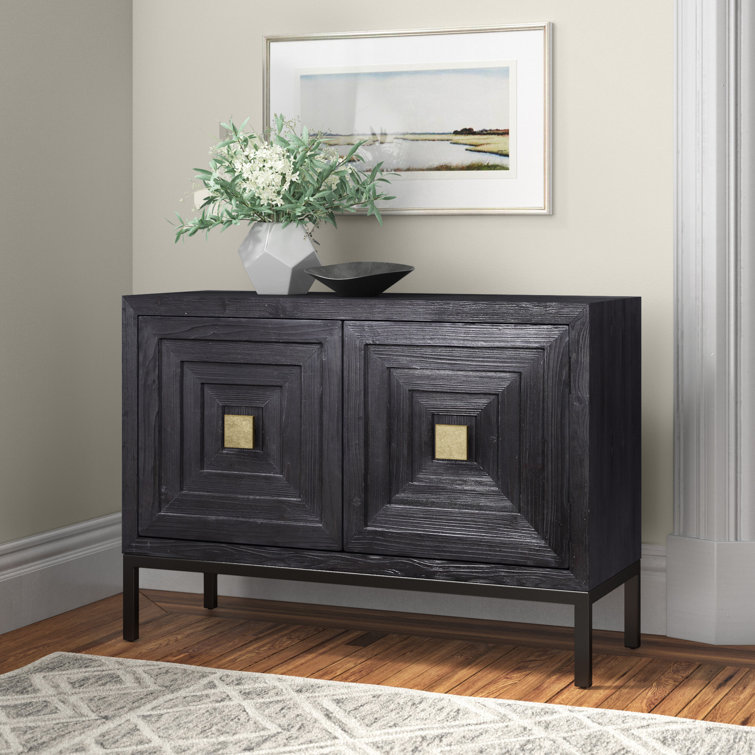 Elegant Dark Walnut Geometric 43" Storage Cabinet