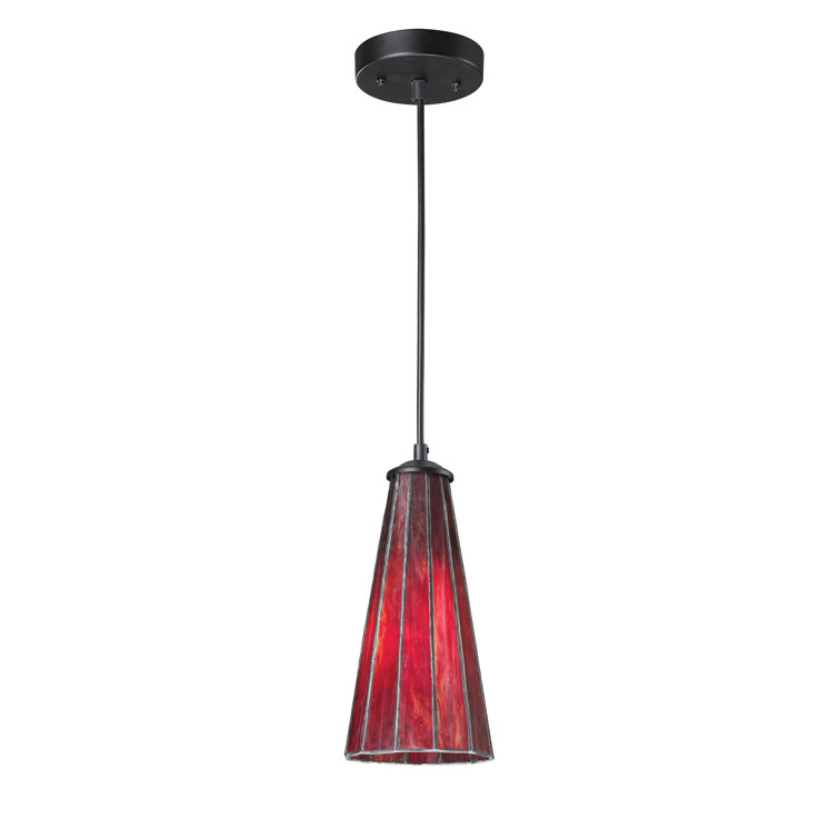 Lumino Matte Black Mini Pendant with Tiffany Glass