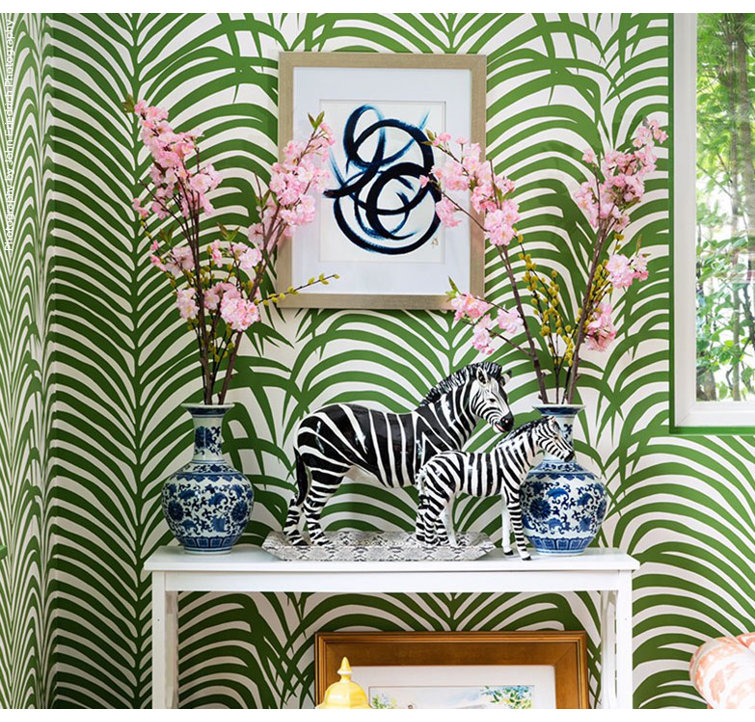 Jungle Green Zebra Palm Non-pasted Wallpaper