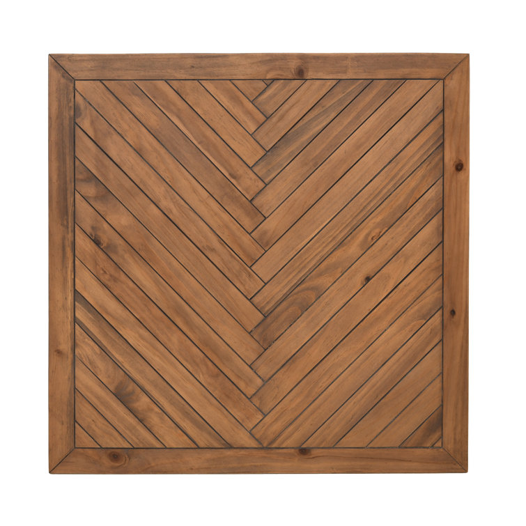 Chevron Reclaimed Wood 30" Square Coffee Table with Iron Base