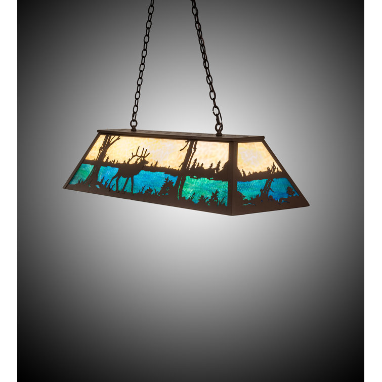 Majestic Elk Forest Lake 80" Cafe Noir Glass Island Pendant