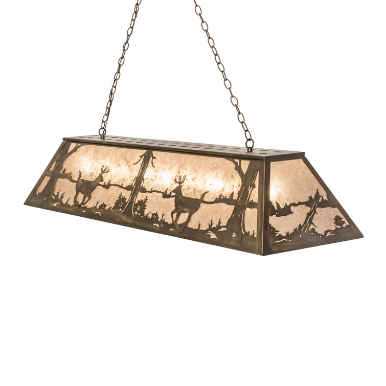 Adirondack Inspired Copper & Glass 45" Island Pendant with Wildlife Motif