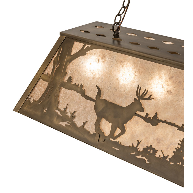 Adirondack Inspired Copper & Glass 45" Island Pendant with Wildlife Motif