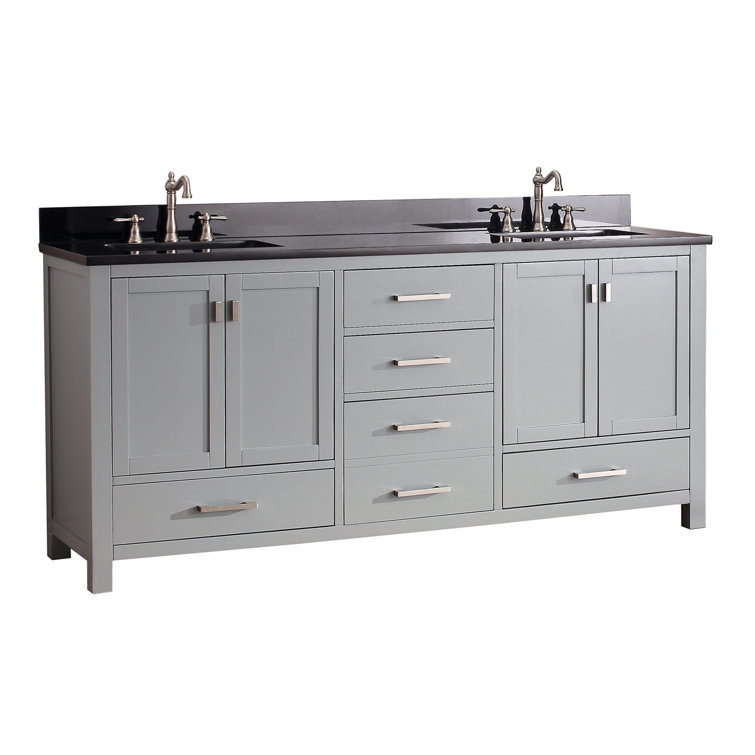 Chilled Gray 73'' Double Vanity with Cala White Top