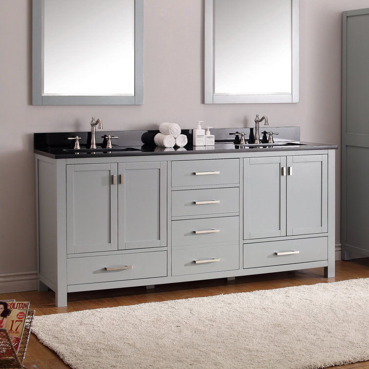 Chilled Gray 73'' Double Vanity with Cala White Top