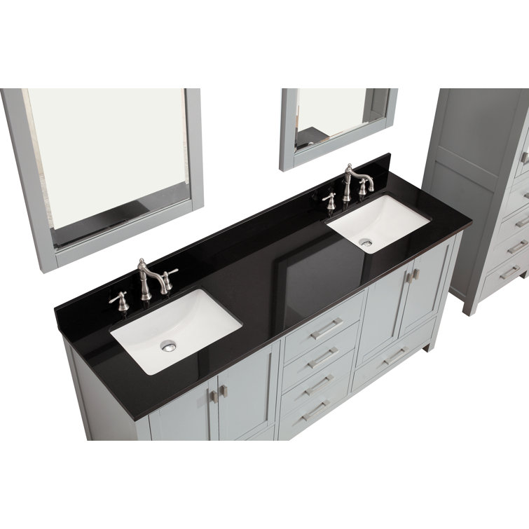 Chilled Gray 73'' Double Vanity with Cala White Top