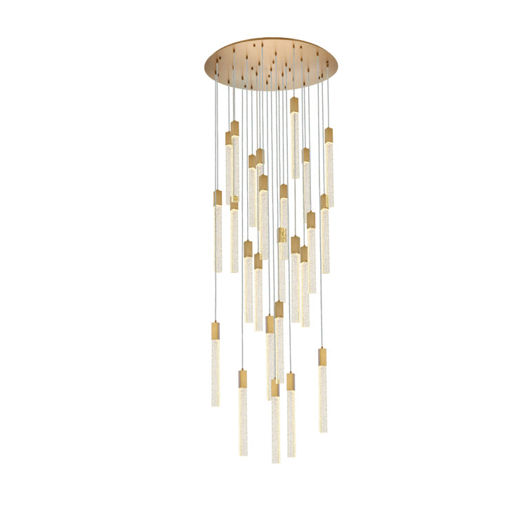 Satin Gold 25-Light Metal and Crystal Pendant