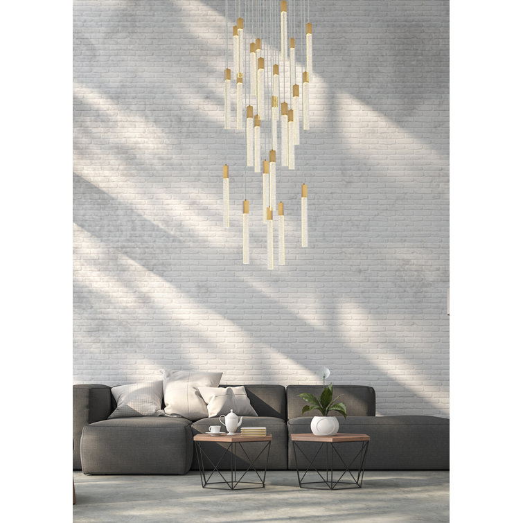 Satin Gold 25-Light Metal and Crystal Pendant