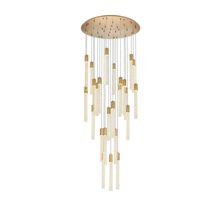 Satin Gold 25-Light Metal and Crystal Pendant