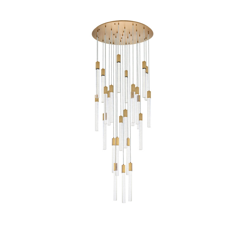 Satin Gold 25-Light Metal and Crystal Pendant